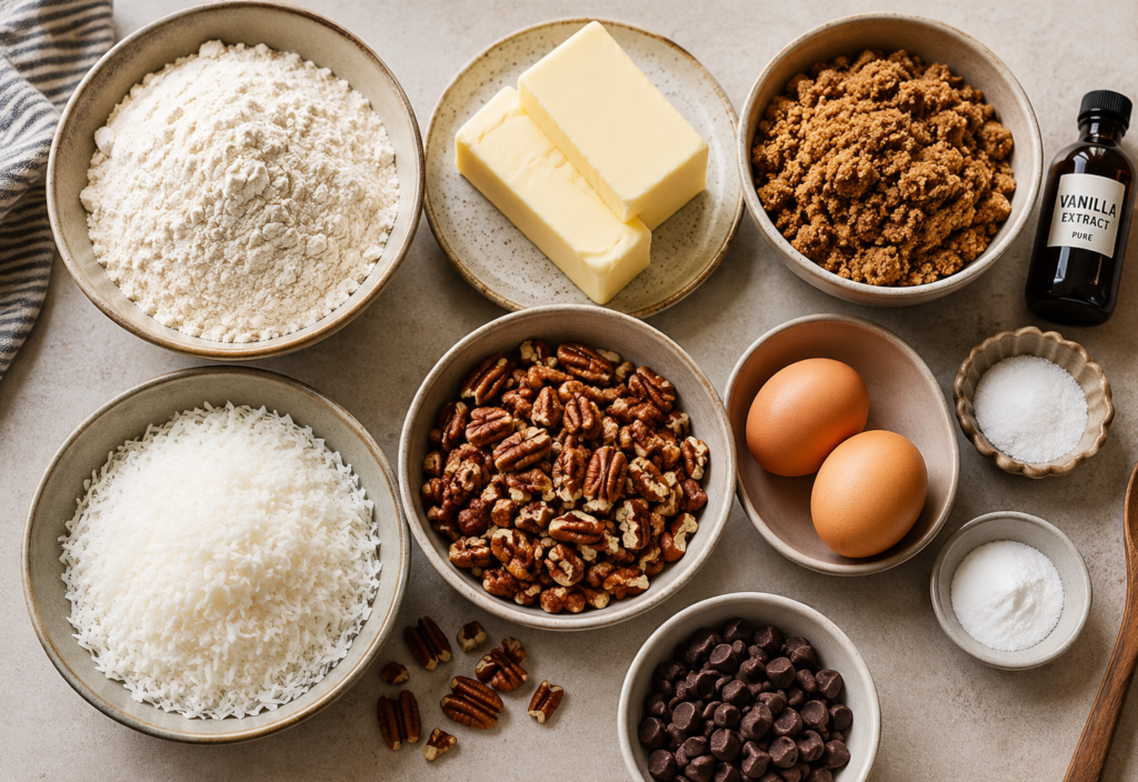 Ingredients for Coconut Pecan Cookie Recipe