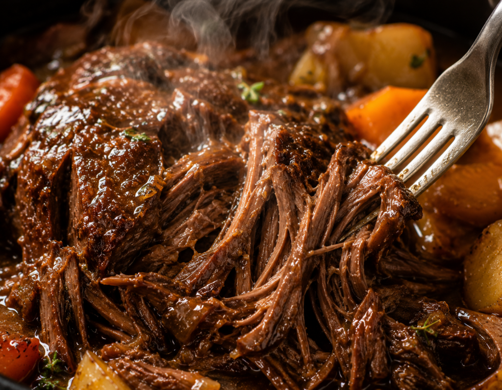 Fork-tender chuck roast with juicy shredded texture