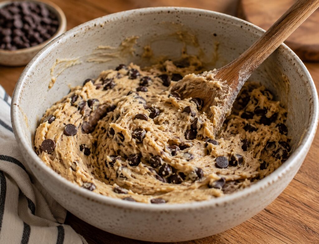 mixing dough for no milk cookie recipe