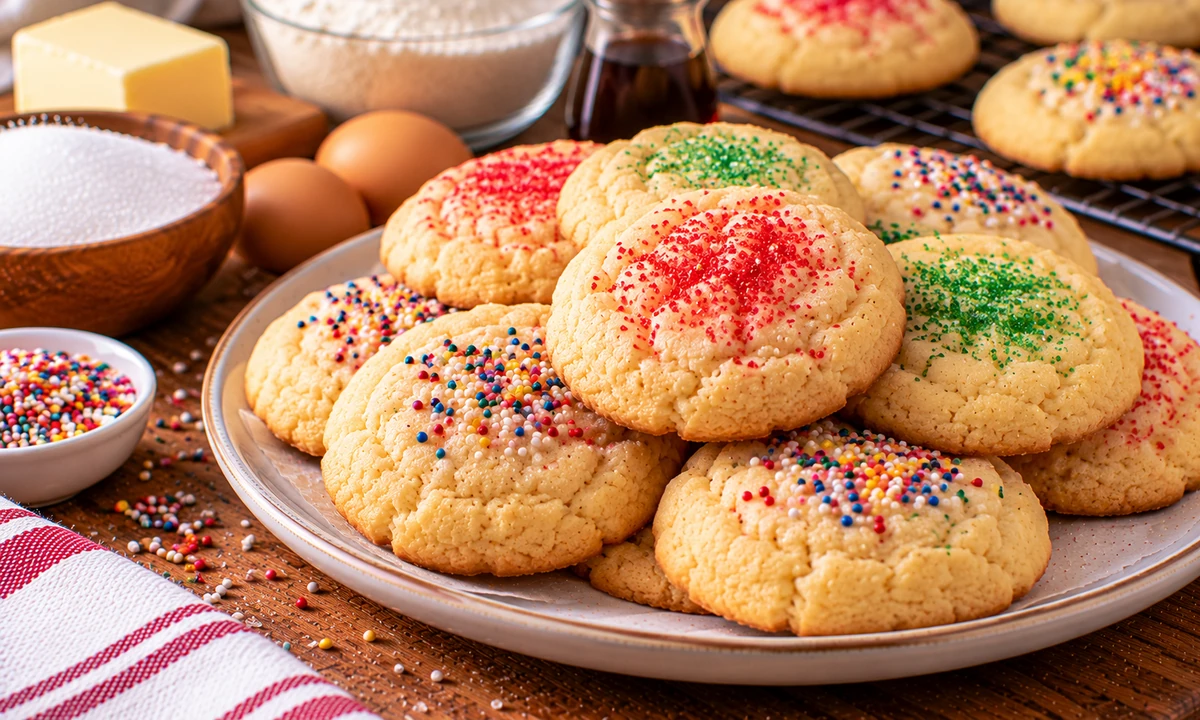 Homemade Amish sugar cookies with soft buttery centers