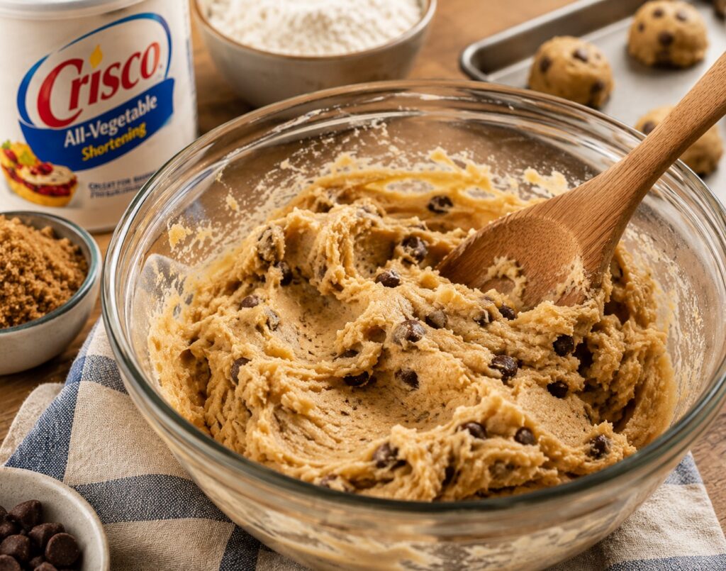 Mixing dough for soft crisco cookie recipe