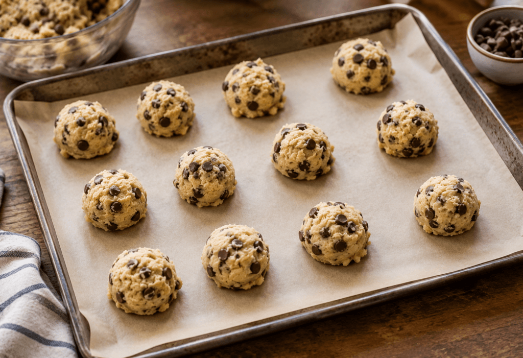 pancake mix cookies on baking tray