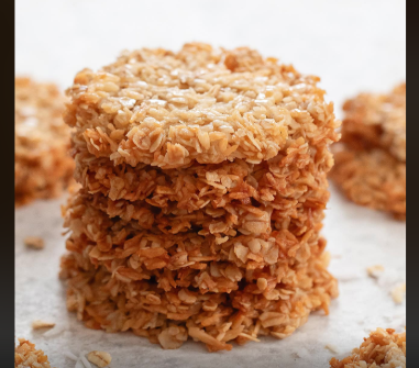 Ingredients for dairy free oatmeal cookies including rolled oats and coconut oil