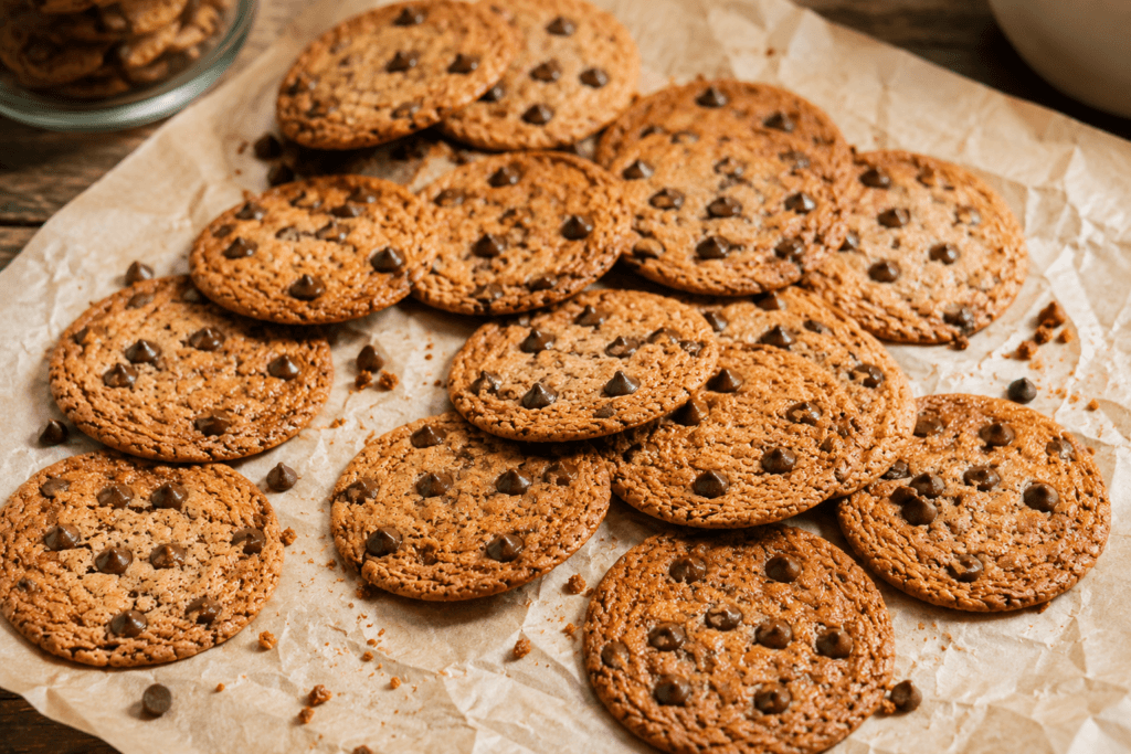 Famous Amos style crunchy chocolate chip cookies