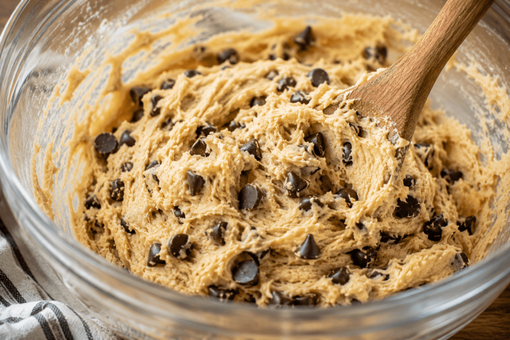 Mixing dough for Dairy Free Chocolate Chip Cookies
