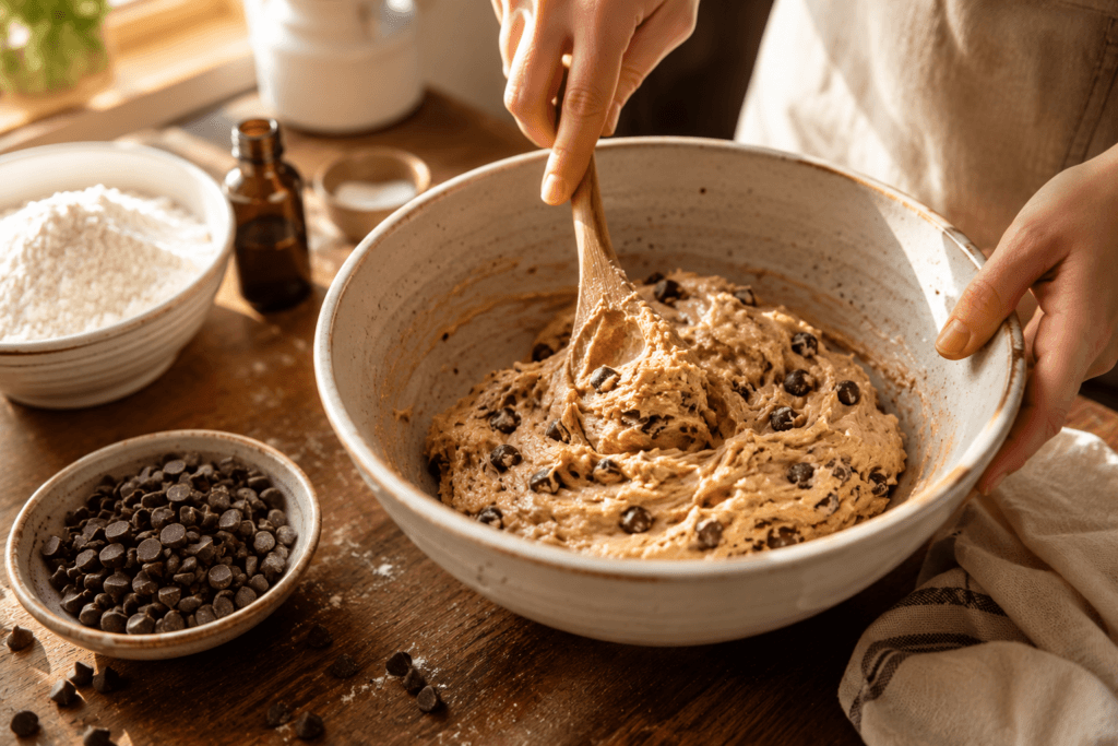 Mixing dairy free cookie dough
