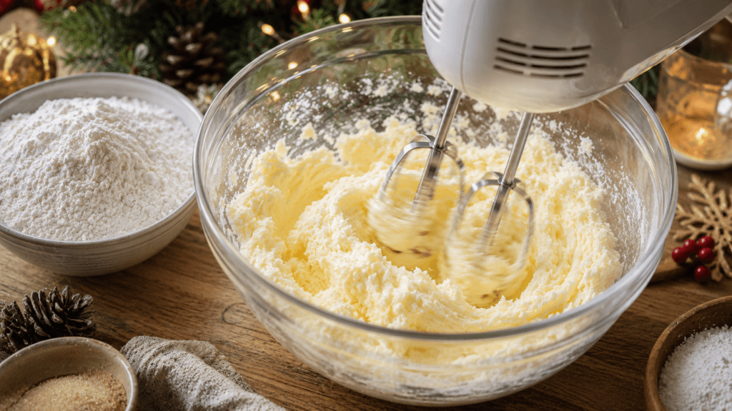 Mixing dairy free cookie dough with dairy free butter and sugar