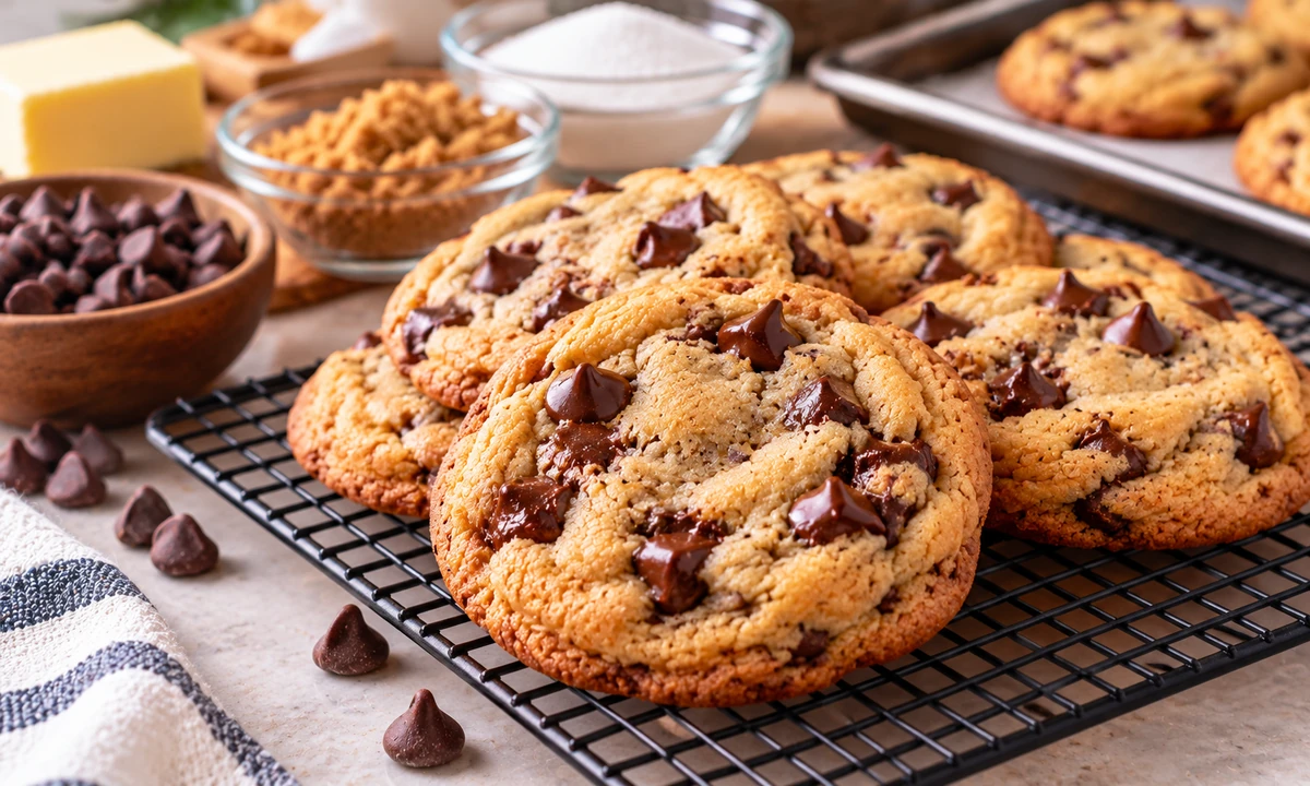 Classic chocolate chip cookies with soft centers and golden edges