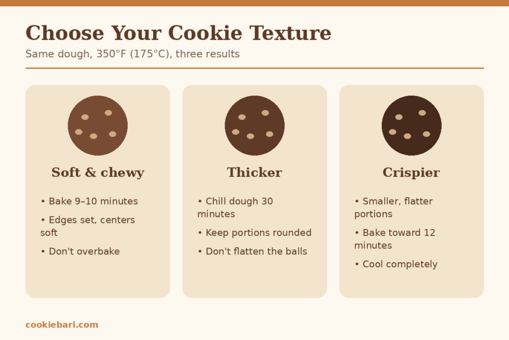 Guide to making soft, thick or crispy double chocolate chip cookies