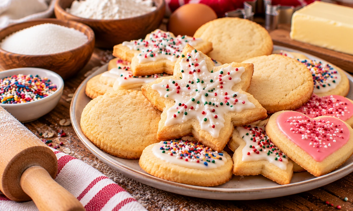 Easy homemade sugar cookies with soft centers and lightly crisp edges