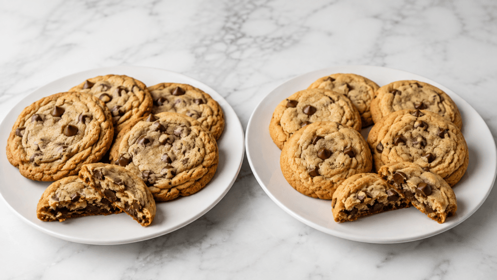 Chocolate chip cookies made with and without milk