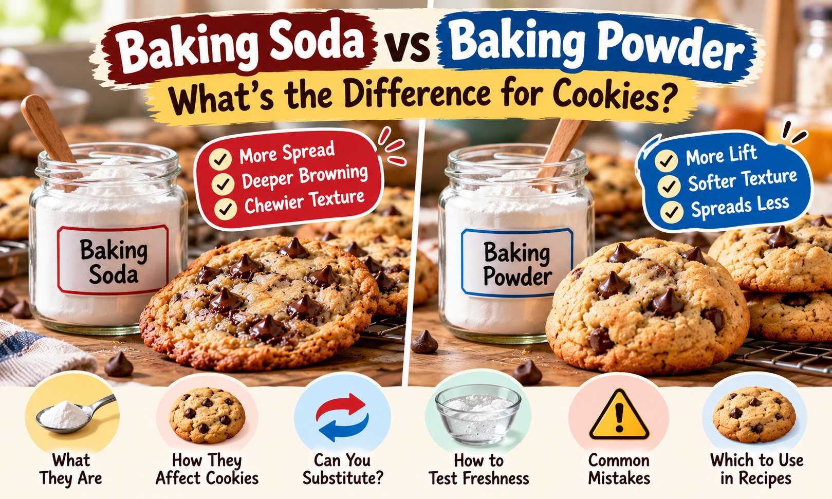 Illustration of baking soda and baking powder containers